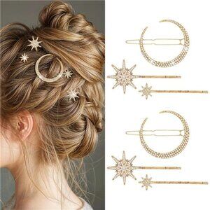Anthropologie Gold Celestial Hair Clips